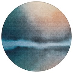 Machine Washable Indoor/Outdoor Chantille ACN2419 Teal 8' x 8' Round Rug