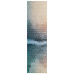 Machine Washable Indoor/Outdoor Chantille ACN2419 Teal 2'3" x 7'6" Runner Rug