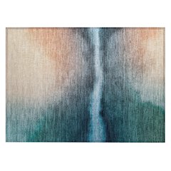 Machine Washable Indoor/Outdoor Chantille ACN2419 Teal 1'8" x 2'6" Rug