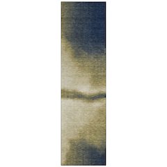 Machine Washable Indoor/Outdoor Chantille ACN2419 Gold 2'3" x 7'6" Runner Rug