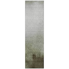 Machine Washable Indoor/Outdoor Chantille ACN2420 Green 2'3" x 7'6" Runner Rug
