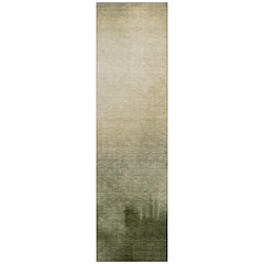 Machine Washable Indoor/Outdoor Chantille ACN2420 Green 2'3" x 7'6" Runner Rug