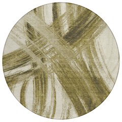 Machine Washable Indoor/Outdoor Chantille ACN2421 Brown 8' x 8' Round Rug