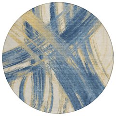 Machine Washable Indoor/Outdoor Chantille ACN2421 Blue 8' x 8' Round Rug