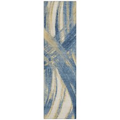 Machine Washable Indoor/Outdoor Chantille ACN2421 Blue 2'3" x 7'6" Runner Rug