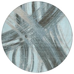 Machine Washable Indoor/Outdoor Chantille ACN2421 Teal 8' x 8' Round Rug