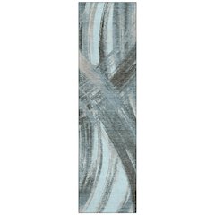 Machine Washable Indoor/Outdoor Chantille ACN2421 Teal 2'3" x 7'6" Runner Rug