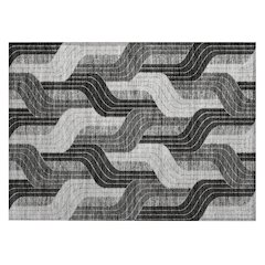 Machine Washable Indoor/Outdoor Chantille ACN2422 Black 1'8" x 2'6" Rug