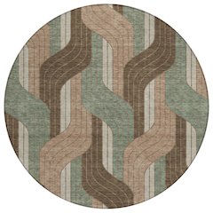 Machine Washable Indoor/Outdoor Chantille ACN2422 Brown 8' x 8' Round Rug