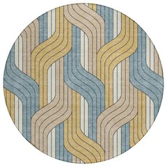 Machine Washable Indoor/Outdoor Chantille ACN2422 Gold 8' x 8' Round Rug