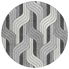 Machine Washable Indoor/Outdoor Chantille ACN2422 Ivory 8' x 8' Round Rug