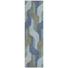 Machine Washable Indoor/Outdoor Chantille ACN2422 Blue 2'3" x 7'6" Runner Rug