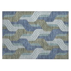 Machine Washable Indoor/Outdoor Chantille ACN2422 Blue 1'8" x 2'6" Rug