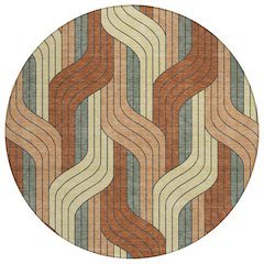 Machine Washable Indoor/Outdoor Chantille ACN2422 Orange 8' x 8' Round Rug