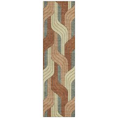 Machine Washable Indoor/Outdoor Chantille ACN2422 Orange 2'3" x 7'6" Runner Rug
