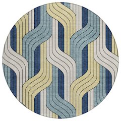 Machine Washable Indoor/Outdoor Chantille ACN2422 Teal 8' x 8' Round Rug