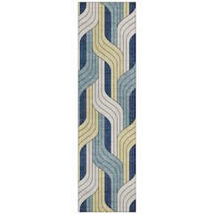 Machine Washable Indoor/Outdoor Chantille ACN2422 Teal 2'3" x 7'6" Runner Rug