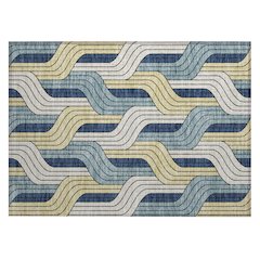 Machine Washable Indoor/Outdoor Chantille ACN2422 Teal 1'8" x 2'6" Rug