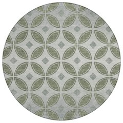 Machine Washable Indoor/Outdoor Chantille ACN2423 Green 8' x 8' Round Rug