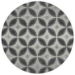 Machine Washable Indoor/Outdoor Chantille ACN2423 Black 8' x 8' Round Rug