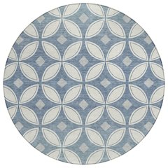 Machine Washable Indoor/Outdoor Chantille ACN2423 Ivory 8' x 8' Round Rug
