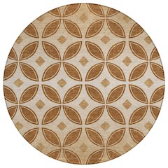 Machine Washable Indoor/Outdoor Chantille ACN2423 Orange 8' x 8' Round Rug