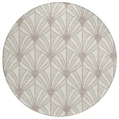 Machine Washable Indoor/Outdoor Chantille ACN2426 Ivory 8' x 8' Round Rug