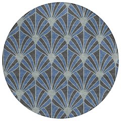 Machine Washable Indoor/Outdoor Chantille ACN2426 Blue 8' x 8' Round Rug