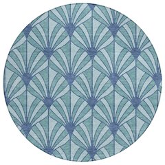 Machine Washable Indoor/Outdoor Chantille ACN2426 Teal 8' x 8' Round Rug