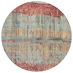 Machine Washable Indoor/Outdoor Chantille ACN2428 Orange 8' x 8' Round Rug