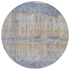 Machine Washable Indoor/Outdoor Chantille ACN2428 Blue 8' x 8' Round Rug