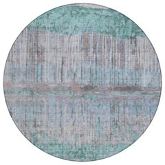 Machine Washable Indoor/Outdoor Chantille ACN2428 Teal 8' x 8' Round Rug