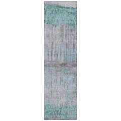 Machine Washable Indoor/Outdoor Chantille ACN2428 Teal 2'3" x 7'6" Runner Rug