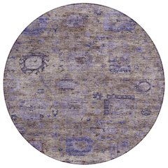 Machine Washable Indoor/Outdoor Chantille ACN2429 Brown 8' x 8' Round Rug