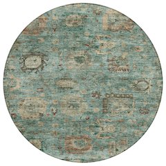 Machine Washable Indoor/Outdoor Chantille ACN2429 Blue 8' x 8' Round Rug