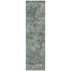 Machine Washable Indoor/Outdoor Chantille ACN2429 Teal 2'3" x 7'6" Runner Rug