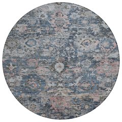 Machine Washable Indoor/Outdoor Chantille ACN2430 Blue 8' x 8' Round Rug