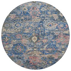 Machine Washable Indoor/Outdoor Chantille ACN2430 Blue 8' x 8' Round Rug