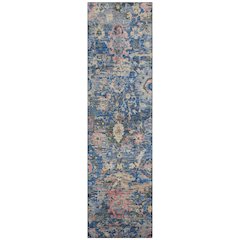 Machine Washable Indoor/Outdoor Chantille ACN2430 Blue 2'3" x 7'6" Runner Rug