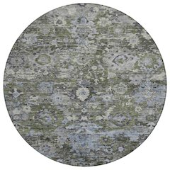 Machine Washable Indoor/Outdoor Chantille ACN2430 Green 8' x 8' Round Rug