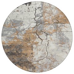 Machine Washable Indoor/Outdoor Chantille ACN2431 Orange 8' x 8' Round Rug