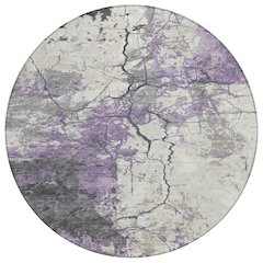 Machine Washable Indoor/Outdoor Chantille ACN2431 Purple 8' x 8' Round Rug