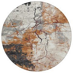 Machine Washable Indoor/Outdoor Chantille ACN2431 Orange 8' x 8' Round Rug