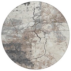 Machine Washable Indoor/Outdoor Chantille ACN2431 Brown 8' x 8' Round Rug