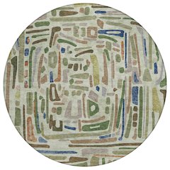 Machine Washable Indoor/Outdoor Chantille ACN2432 Green 8' x 8' Round Rug