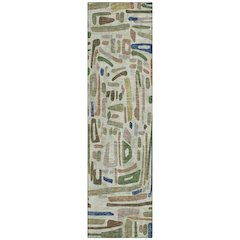 Machine Washable Indoor/Outdoor Chantille ACN2432 Green 2'3" x 7'6" Runner Rug