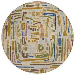Machine Washable Indoor/Outdoor Chantille ACN2432 Brown 8' x 8' Round Rug