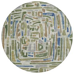 Machine Washable Indoor/Outdoor Chantille ACN2432 Green 8' x 8' Round Rug