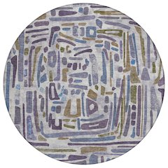 Machine Washable Indoor/Outdoor Chantille ACN2432 Purple 8' x 8' Round Rug