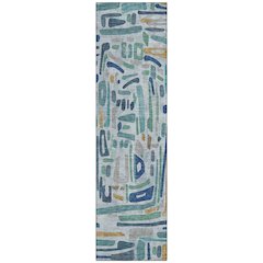 Machine Washable Indoor/Outdoor Chantille ACN2432 Teal 2'3" x 7'6" Runner Rug